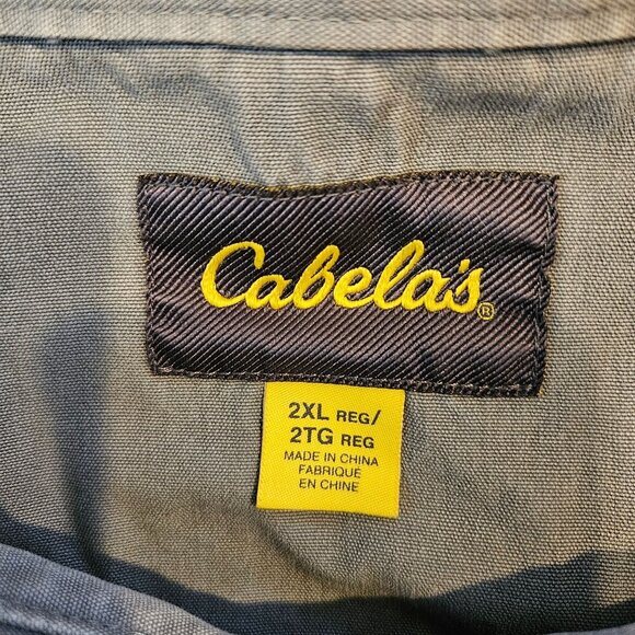 Cabelas Mens 2XL Short Sleeve Button Canvas Shirt Gray Cotton Work flaws rugged - Picture 4 of 11
